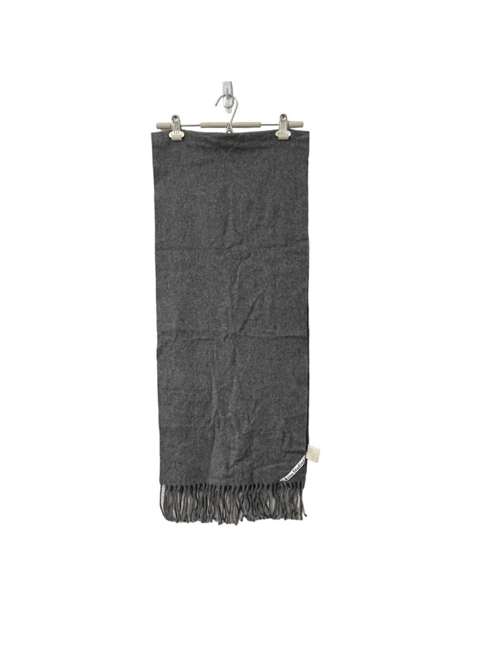 Acne Studios Gray Wool Fringed Rectangle Scarf One Size